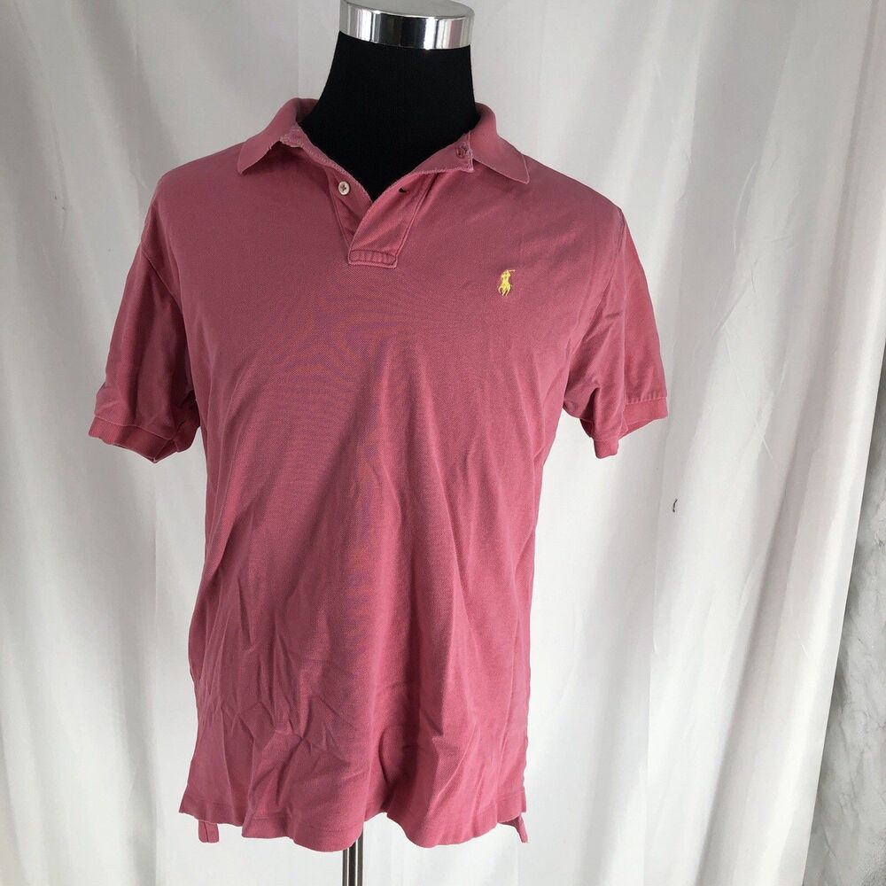 Polo Ralph Lauren Men's Pink Cotton Short Sleeve Polo Shirt Sz Large